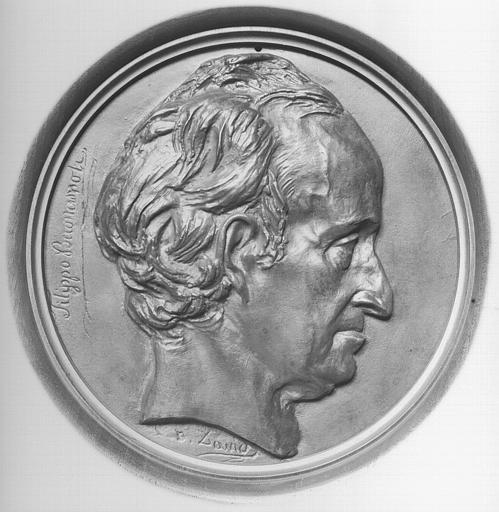 Médaillon sculpté en bas-relief : Buste de Filippo Buanaroti