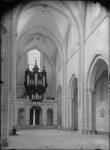 Vue intérieure de la nef vers l'entrée : Orgues