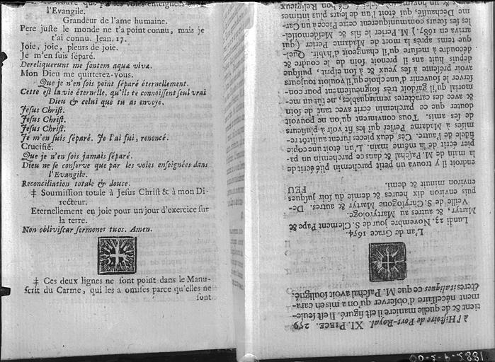 Livre 'Sacrae Facultatis Theologiae universitatis parisienis' : Page manuscrite sur Pascal