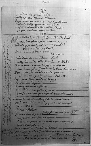 Documents sur Pascal : Texte imprimé en regard d'une page du manuscrit