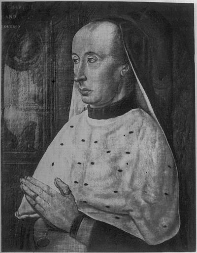 Peinture flamande : Buste de Charles II de Bourbon, archevêque de Lyon, décédé en 1488