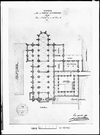 Plan de l'église abbatiale et du cloître