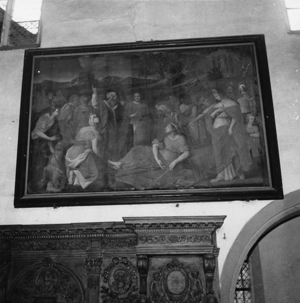 tableau : Guérison du malade apporté sur la Vraie croix en présence de saint Machaire - © Ministère de la Culture (France), Médiathèque du patrimoine et de la photographie (objets mobiliers), tous droits réservés