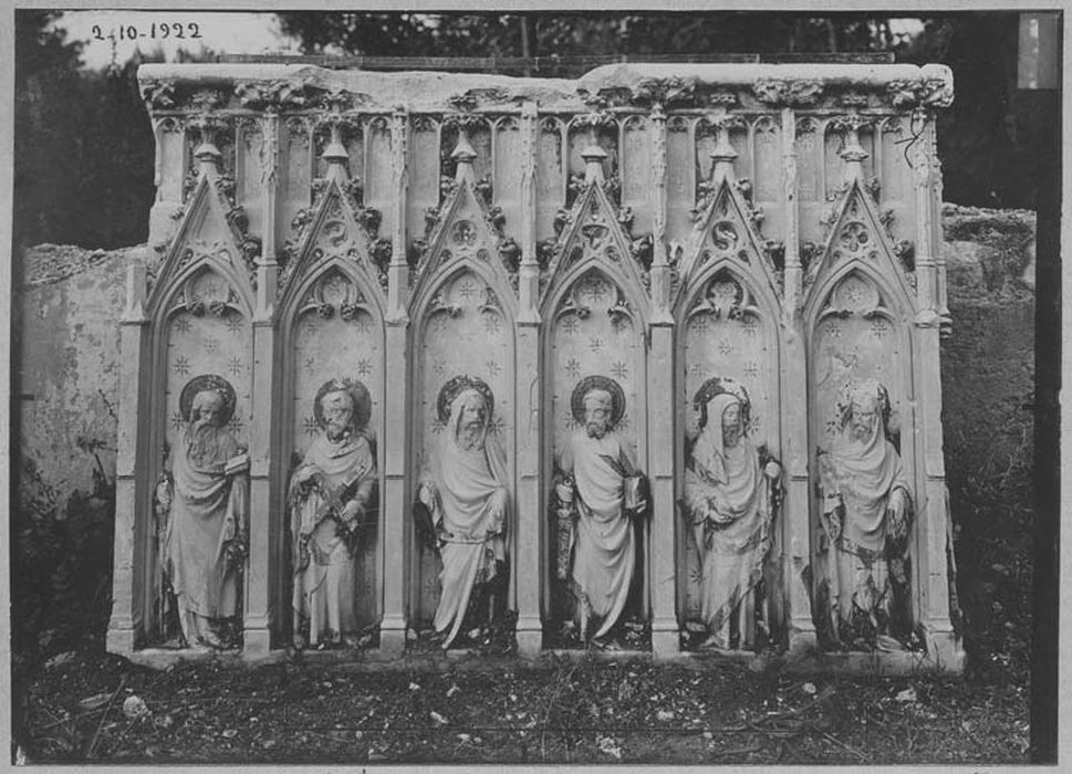 retable du maître-autel, bas-relief, 6 statuettes : Apôtres
