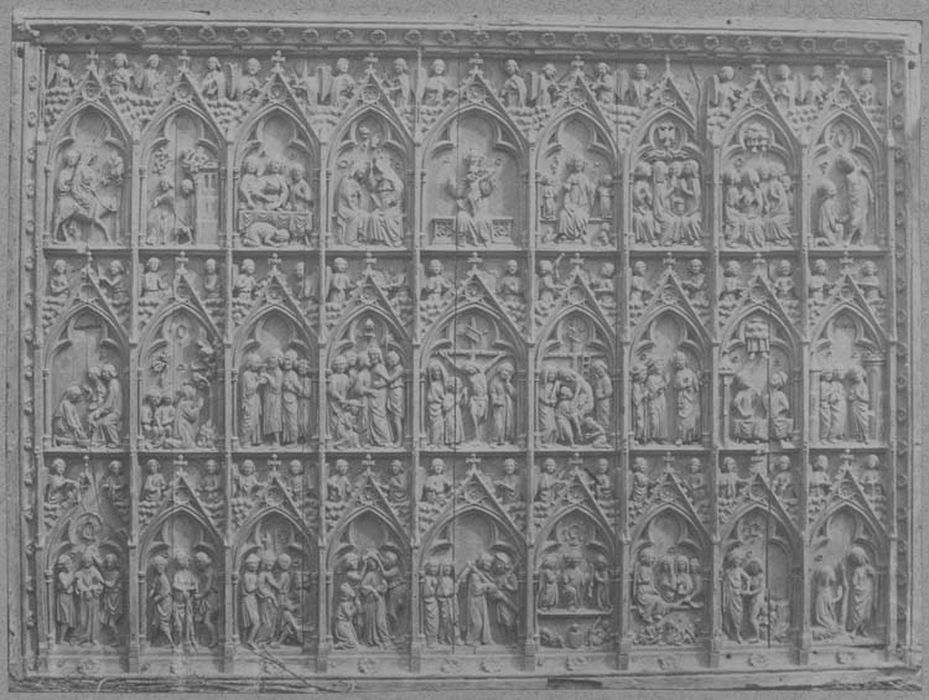 retable, bas-reliefs : Scènes de la vie et de la Passion du Christ