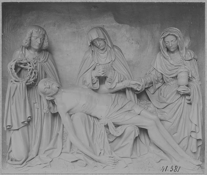 groupe sculpté dite Pietà de Saint-Marcoul : le Christ pleuré par la Vierge, saint Jean et Madeleine