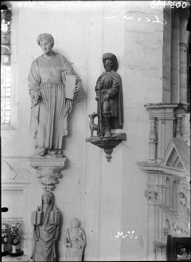 Statues de saint Roch en bois, de saint Jacques le Mineur et saint Lazare supposé, pierre