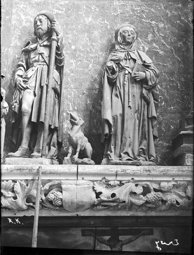 Deux statues, pierre : saint Roch et saint Syre