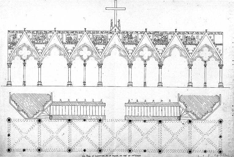 Plan et élévation du jubé démoli en 1763