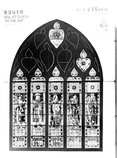 Photomontage de vitrail : baie 213, personnages de l'Ancien Testament et Sibylles, état après restauration