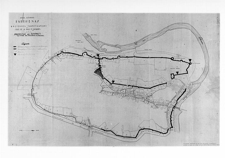 Plan des anciennes fortifications et rue de la Vau-Saint-Jacques d'après le plan de la ville