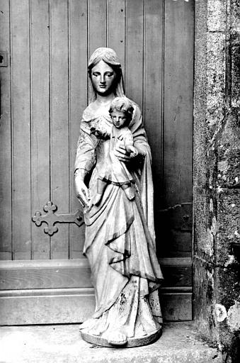 Statue en bois peint : Vierge à l'Enfant