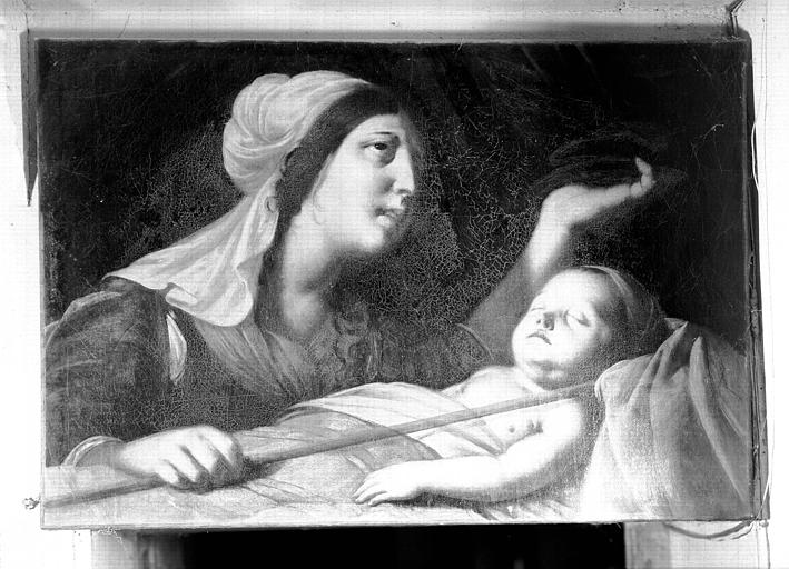 Peinture sur toile : Femme pleurant un enfant mort