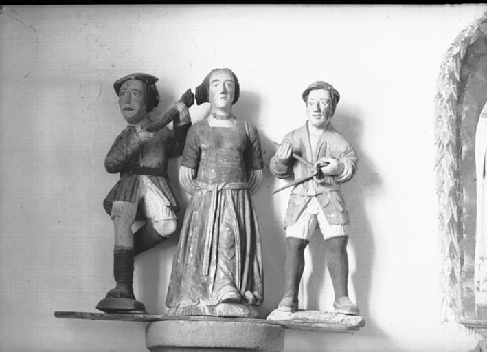 Groupe en bois polychromé : sainte Appoline et de ses bourreaux