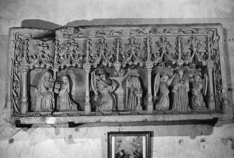 retable, bas-reliefs (3) : Education de la Vierge (L'), Annonciation (L'), Assomption (L')