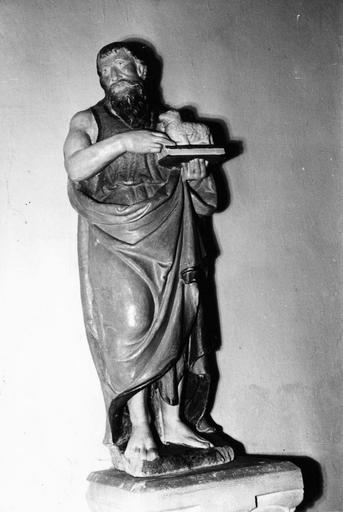 statue : Saint Jean-Baptiste, pierre polychrome