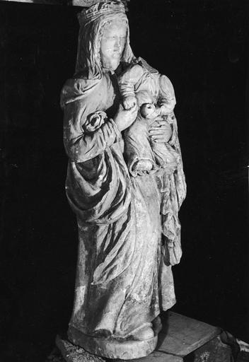 statue : Vierge à l'Enfant, pierre polychrome