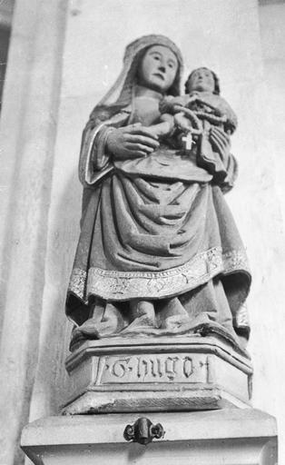 statue : Vierge à l'Enfant, pierre polychrome