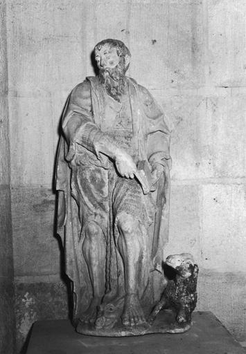 statue : Saint Jean-Baptiste, pierre polychrome