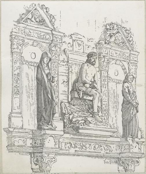 statues : Christ de Pitié, Vierge, Saint Jean, vue générale