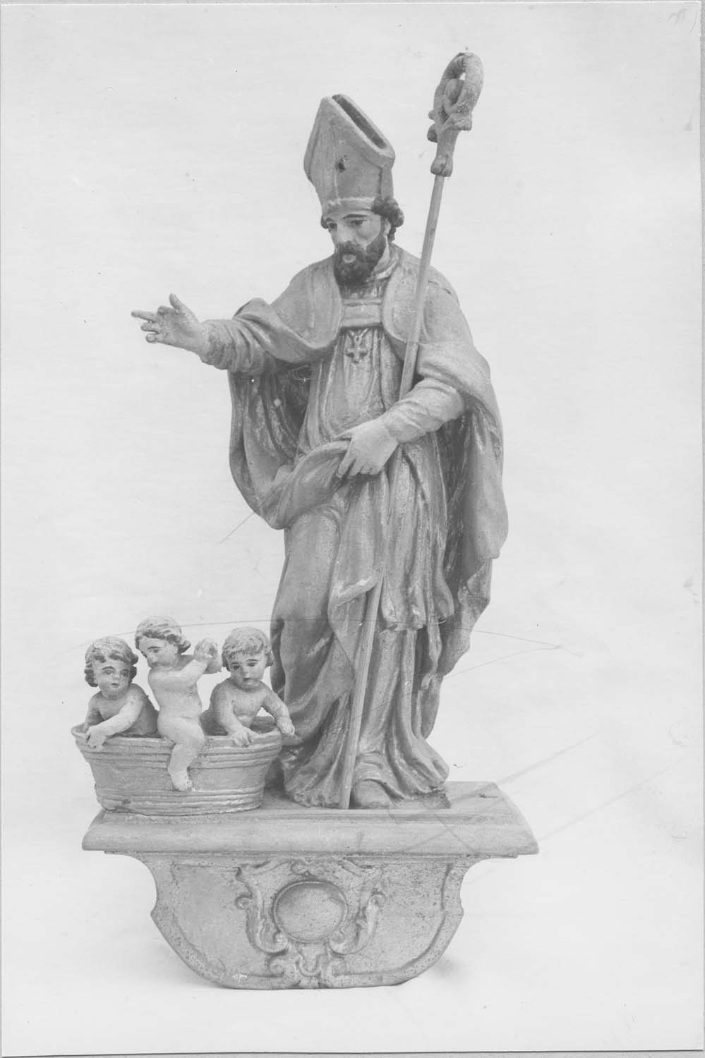 statuette d'un bâton de procession : Saint Nicolas