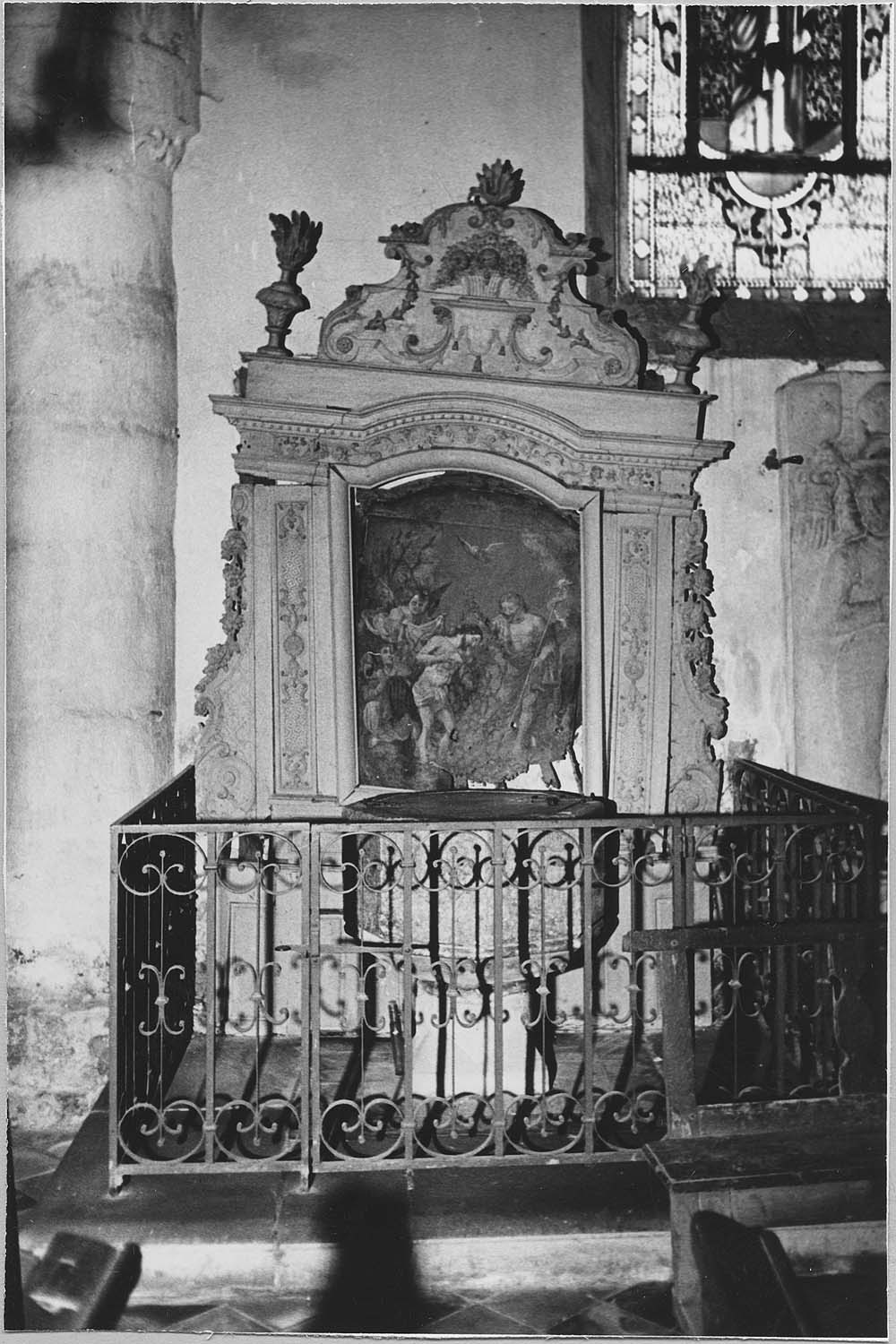 retable des fonts baptismaux, tableau : le Baptême du Christ