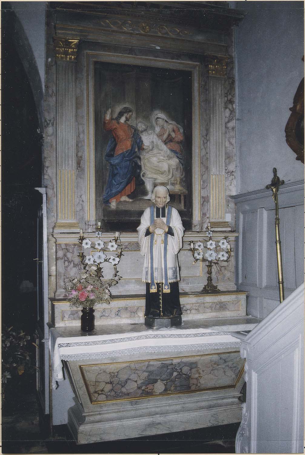 Autel, retable secondaires : Saint Joseph agonisant entre le Christ et la Vierge