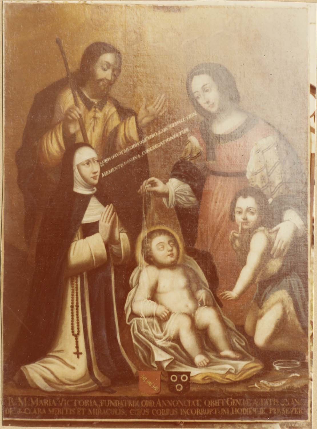 tableau : la Sainte Famille et la bienheureuse mère Victoire, à genoux, en donatrice - © Ministère de la Culture (France), Médiathèque du patrimoine et de la photographie, diffusion RMN-GP