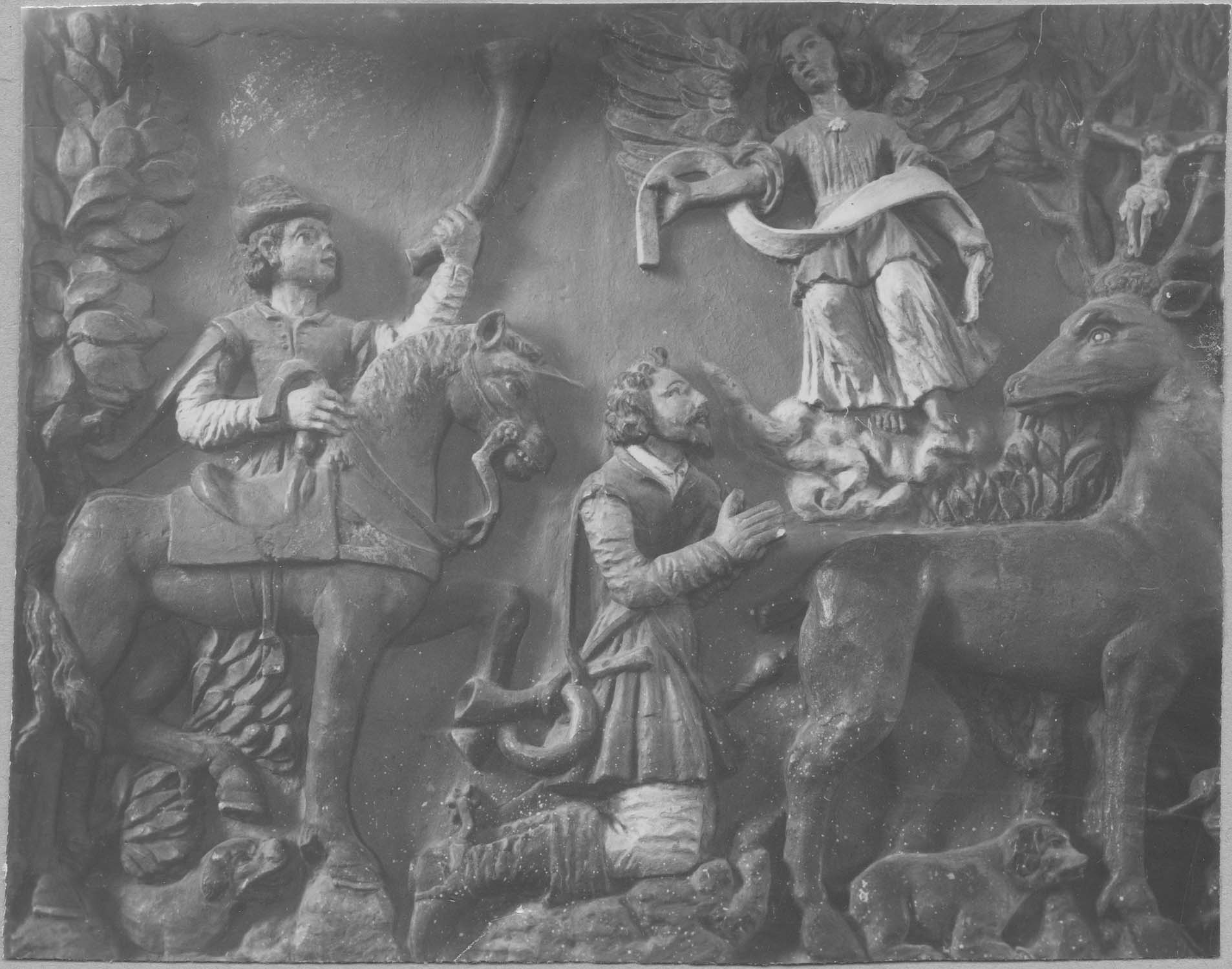 bas-relief : la Vision de saint Hubert