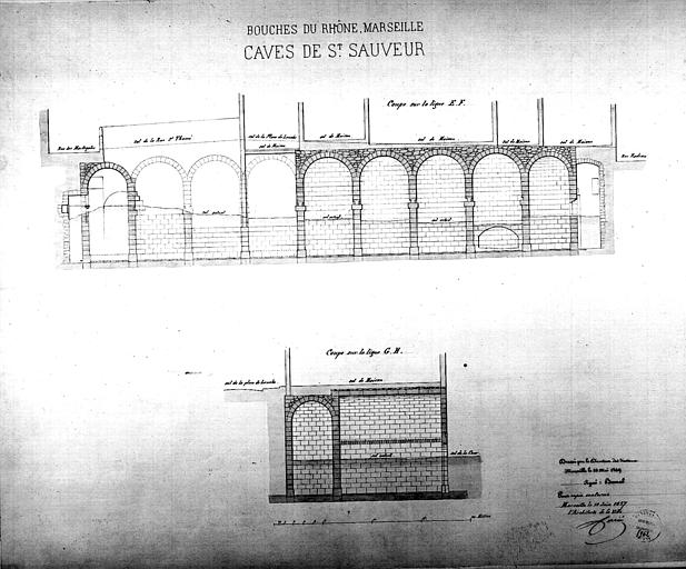 Coupe des caves en 1849, copie en 1857