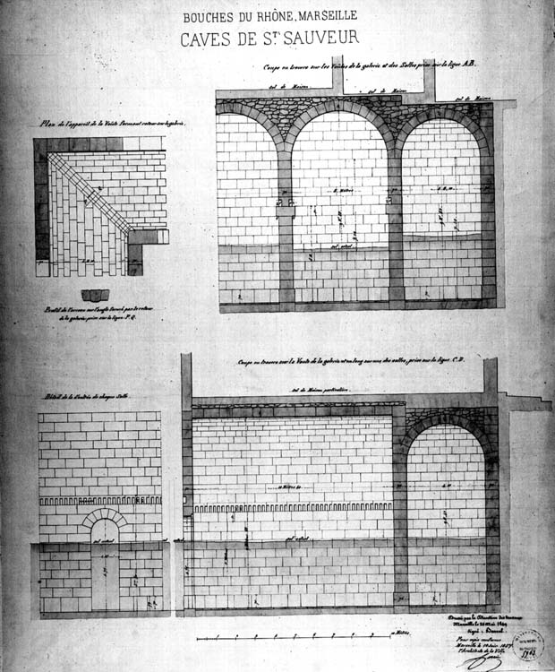 Coupe des caves en 1849, copie en 1857