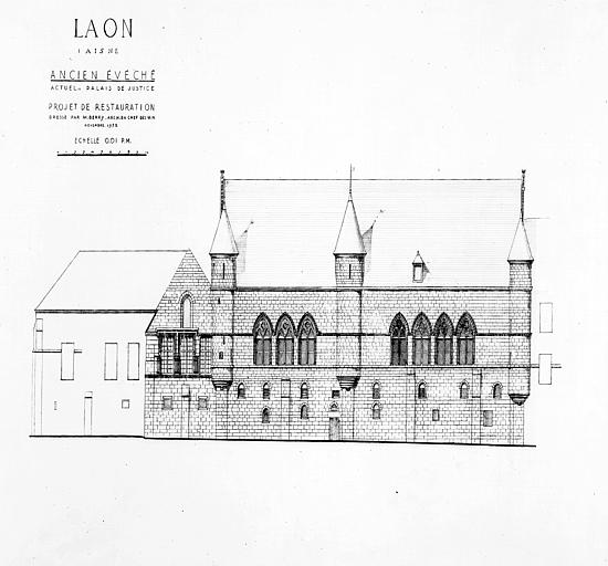 Elévation de la façade sur le rempart nord, projet de restauration