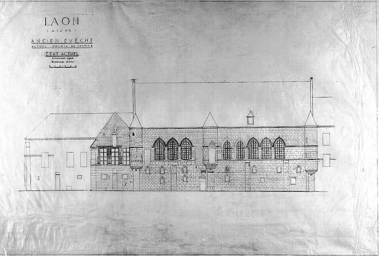 Elévation de la façade nord, état en 1948