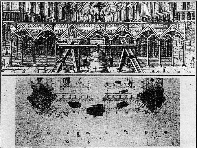 Plan et élévation du jubé, reconstitution