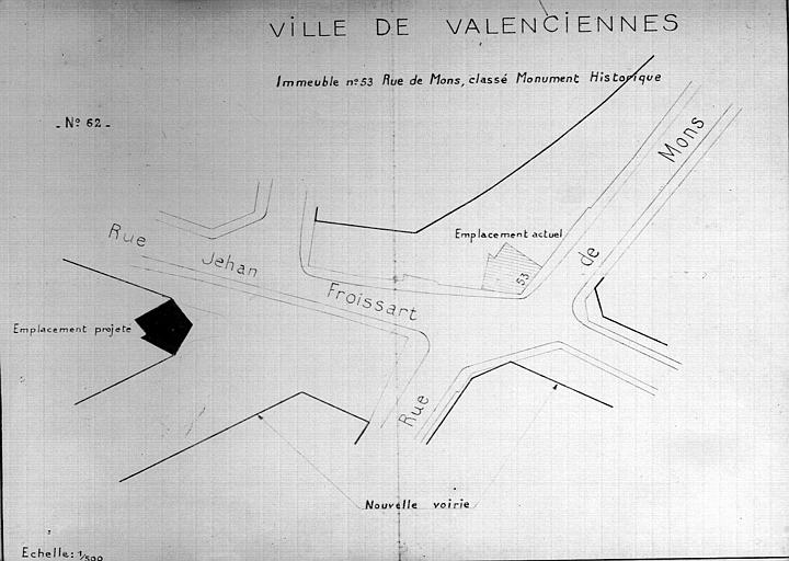 Plan d'architecte du quartier de la ville avec projet de déplacement