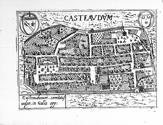 Plan perspectif de l'ensemble de la cité, gravure
