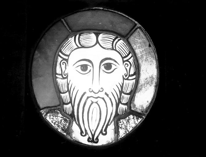 Vitrail provenant de Wissembourg : tête de Christ