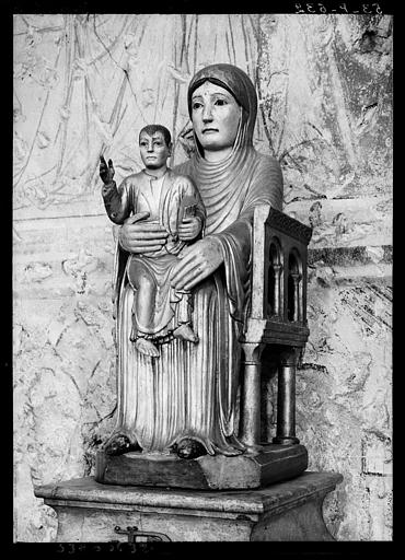 Statue en cèdre : Vierge à l'Enfant dite Notre-Dame de la Brune