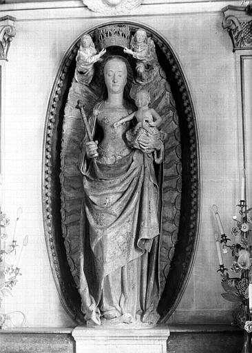 Statue en pierre peinte : Vierge à l'Enfant