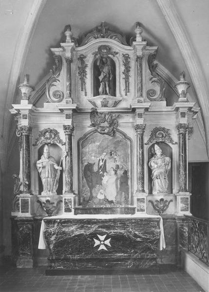Autel et retable de saint Thuribe, 2 statues : Saint Augustin, Saint Melaine