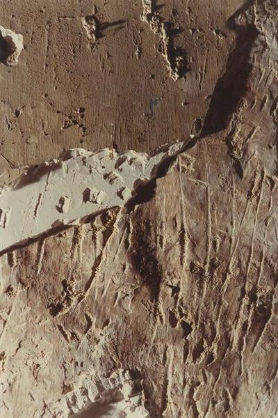 peinture monumentale, détail (mur du chevet, tête du personnage monumental)