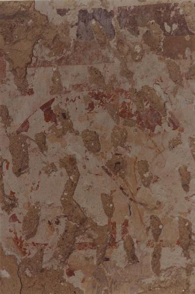 peinture monumentale, détail (mur du chevet, ébrasement droit de la fenêtre du choeur)