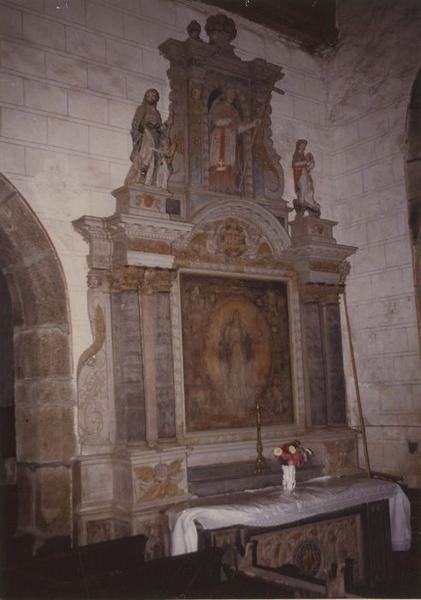retable de l'Immaculée Conception, statues : saint Roch, sainte Marguerite, saint Félix, tableau : l'Immaculée Conception, vue générale
