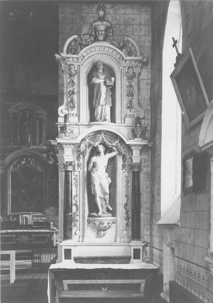 retable de saint Sébastien, statues : saint Sébastien, saint Etienne, vue générale