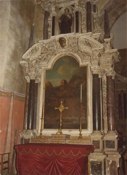 retable, tableau : Saint François d'Assise, statue, vue générale