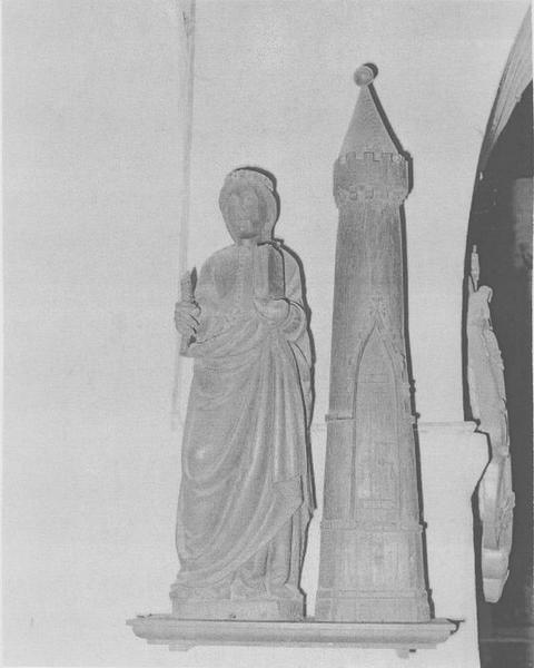 statue : sainte Barbe, vue générale