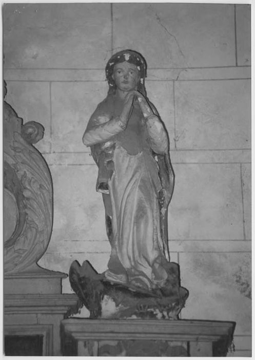 autel et retable de l'Immaculée Conception, 3 statues : Saint Roch, Sainte Marguerite, Saint Félix, tableau : l'Immaculée Conception