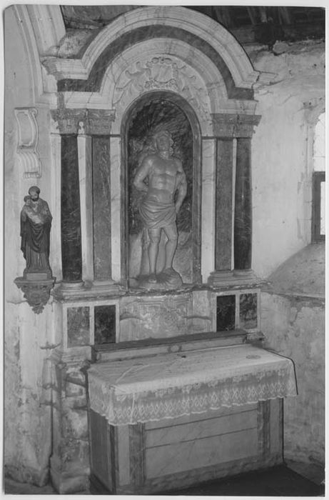 retable et statue de saint Sébastien