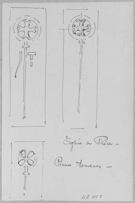 dalles funéraires (dessin : encre sur papier)