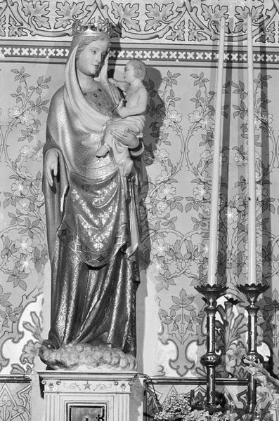 Statue polychrome : Vierge à l'Enfant dite Notre-Dame de la Rominguière, de face